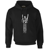 Skeleton Hand Doing Rock Sign on Guitar Siyah Erkek Fermuarsız Kapşonlu