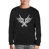 Skeleton Hands Doing Rock Gesture Black Kids Sweatshirt