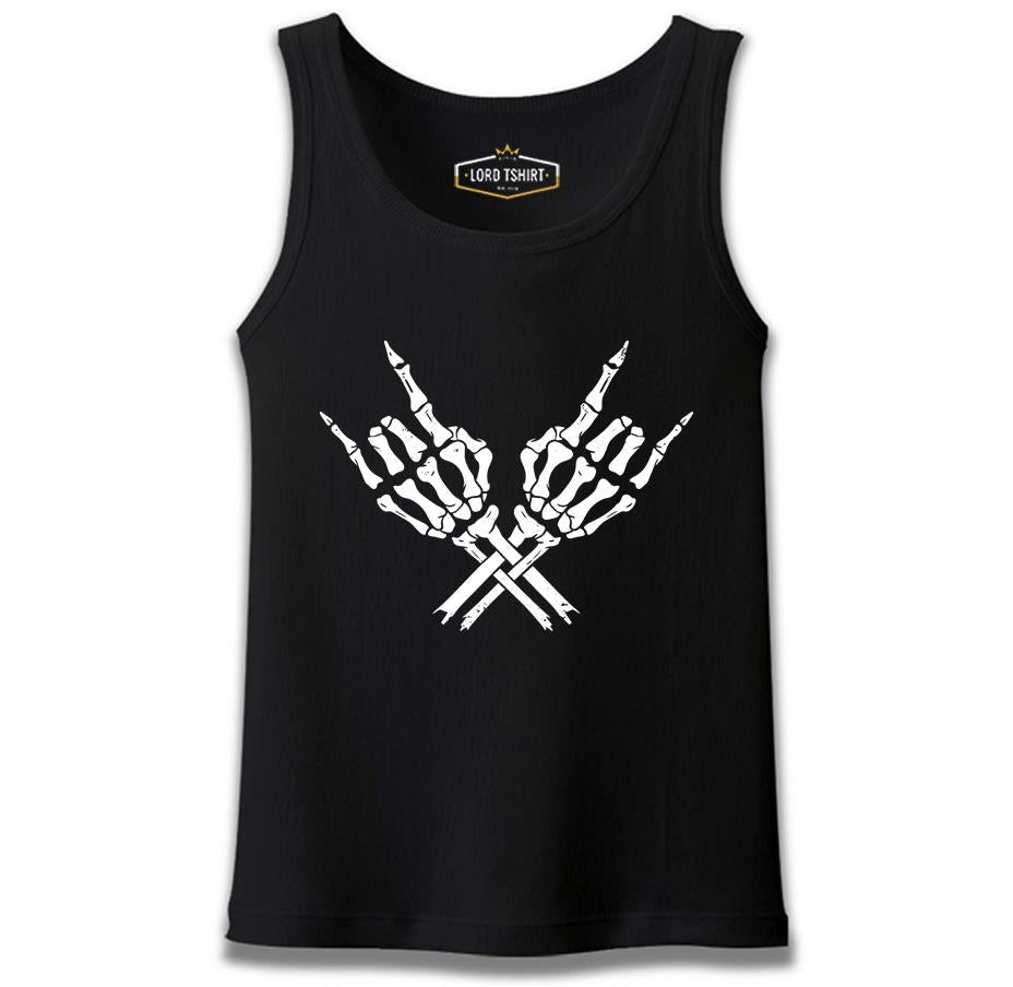 Skeleton Hands Doing Rock Gesture Black Male Athlete