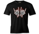 Skeleton Hands Making Rock Sign Black Men's Tshirt