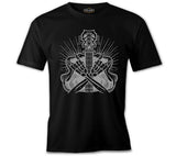 Sketeton Silhouette Making Rock Sign Black Men's Tshirt