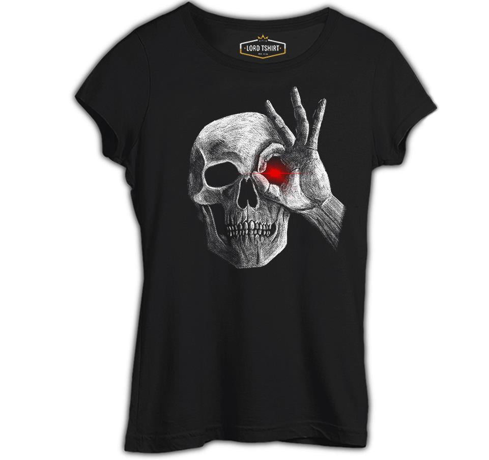 Skull with Red Eye Black Women's Tshirt