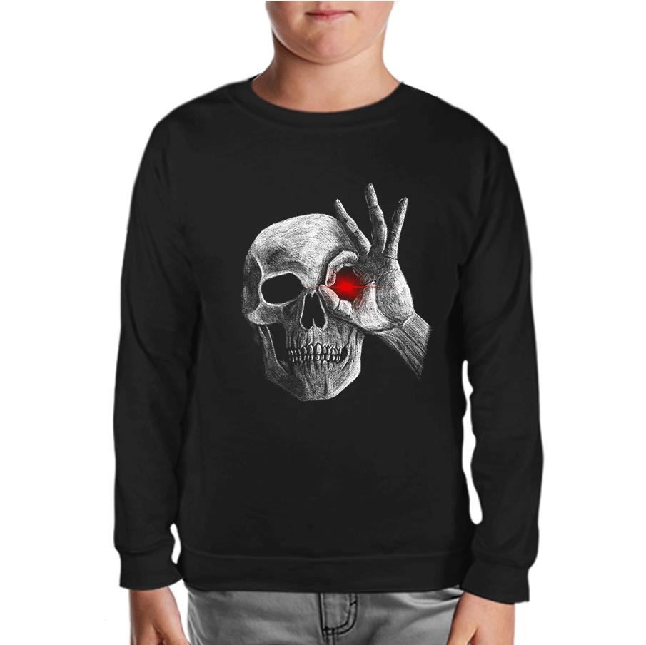 Skull with Red Eye Siyah Çocuk Sweatshirt