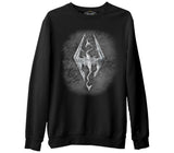 Skyrim - Dragon  Siyah Erkek Kalın Sweatshirt