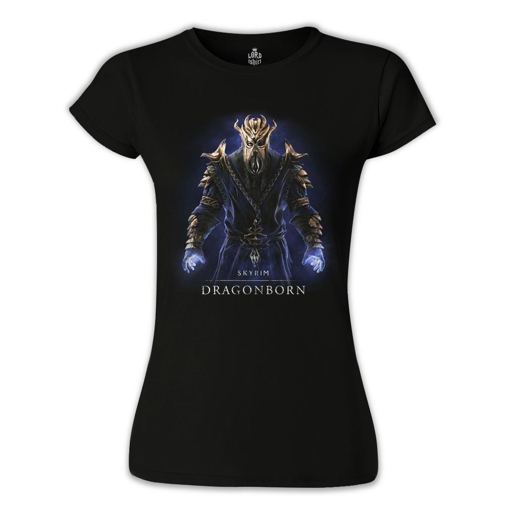 Skyrim - Dragonborn Siyah Kadın Tshirt