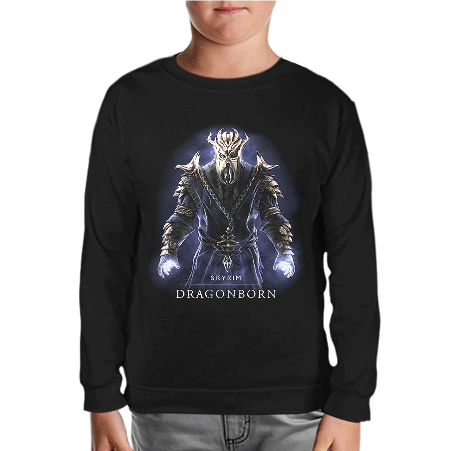 Skyrim - Dragonborn Siyah Çocuk Sweatshirt