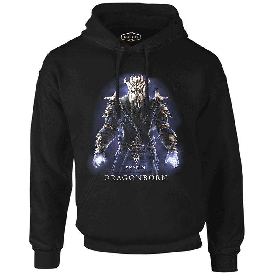 Skyrim - Dragonborn Black Men's Zipperless Hoodie