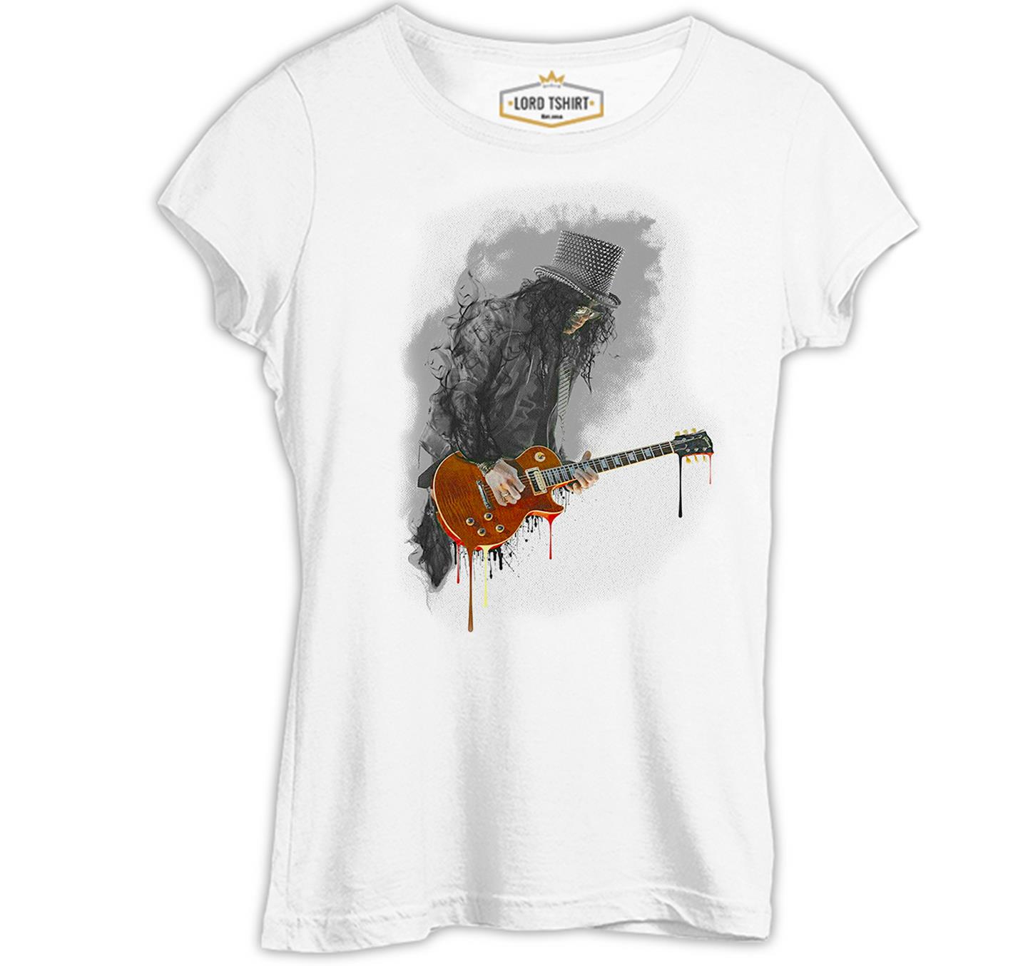 Slash - Gitar Beyaz Kadın Tshirt