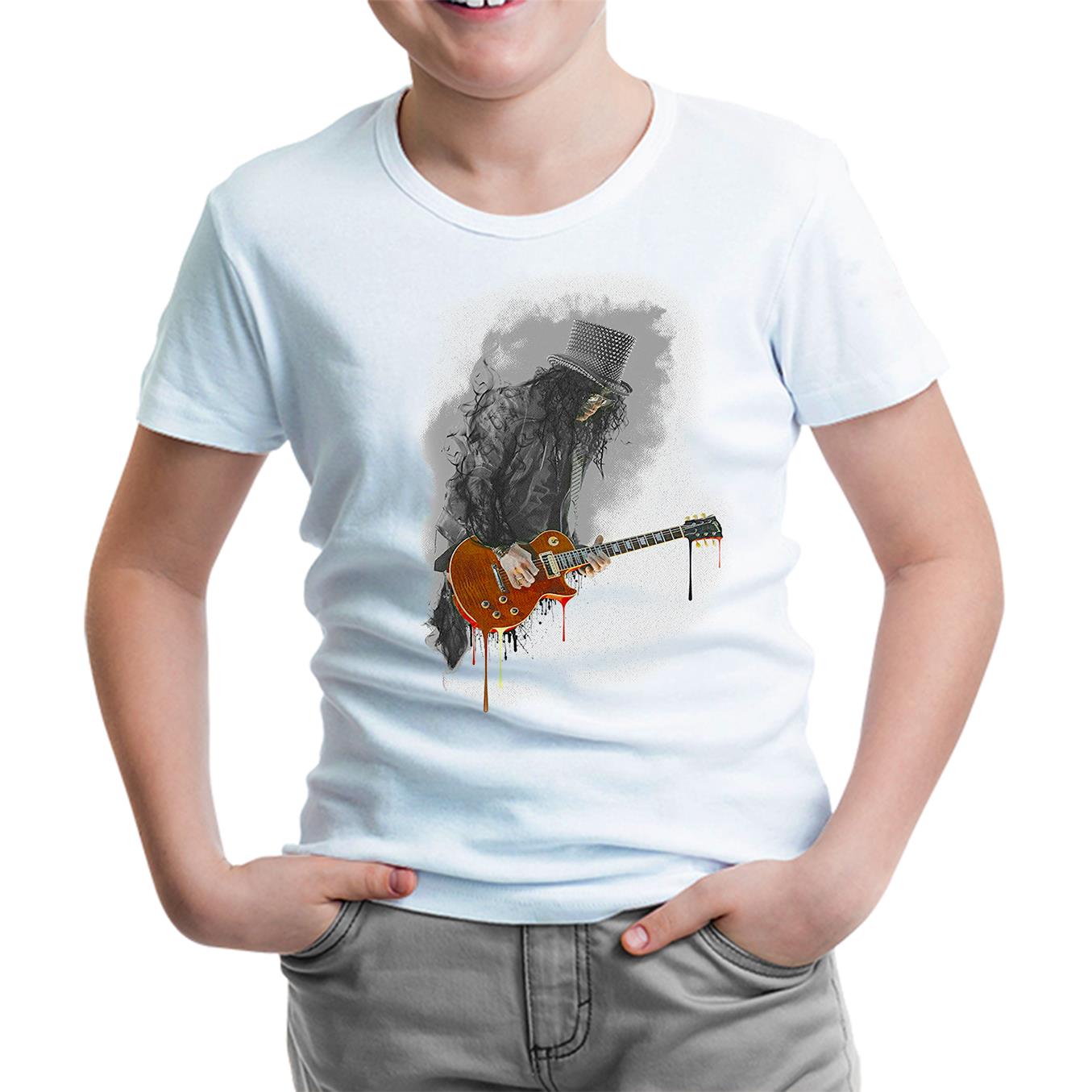 Slash - Gitar Beyaz Çocuk Tshirt
