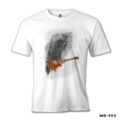 Slash - Gitar  Beyaz Erkek Tshirt