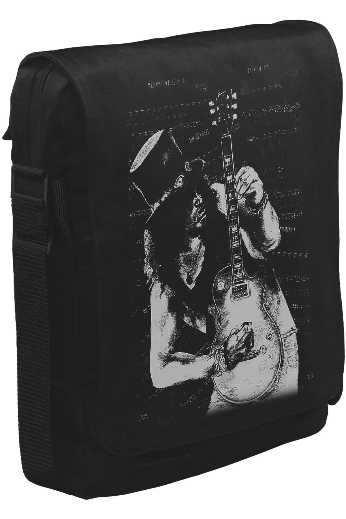 Slash - Guitar Unisex Siyah Postacı Çanta