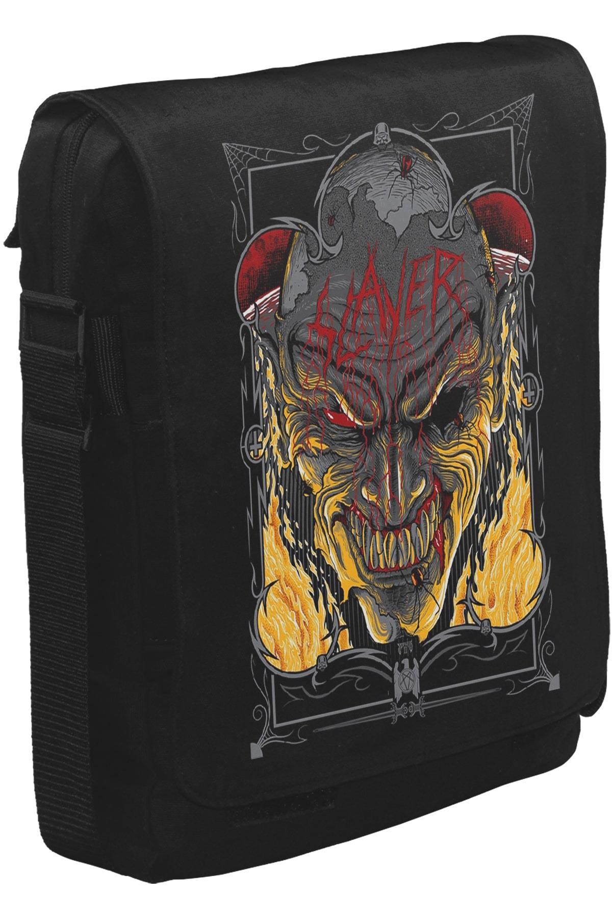 Slayer - Fire Unisex Siyah Postacı Çanta