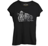 Sleeping Rhinoceros Realistic Black Women's Tshirt