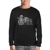 Sleeping Rhinoceros Realistic Black Kids Sweatshirt