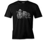 Sleeping Rhinoceros Realistic Siyah Erkek Tshirt