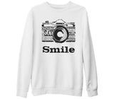 Smile Beyaz Kalın Sweatshirt