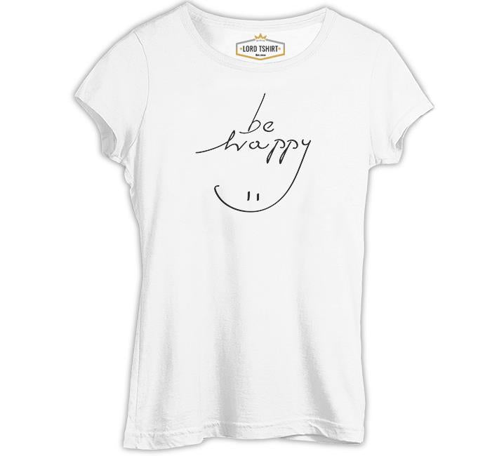 Smile when Happy Beyaz Kadın Tshirt