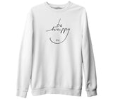 Smile when Happy Beyaz Erkek Kalın Sweatshirt