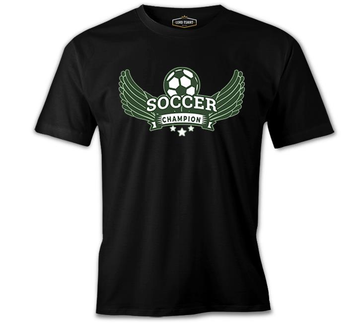 Soccer Ball Champion Siyah Erkek Tshirt