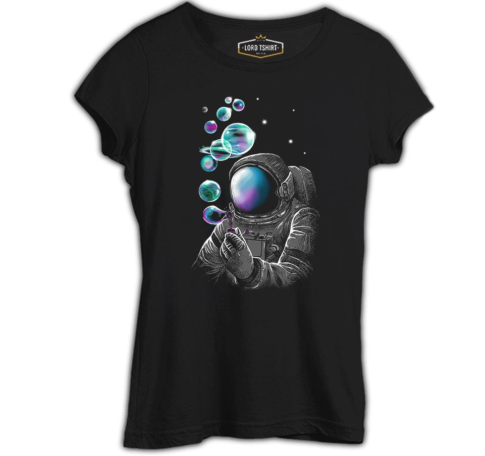 Space Baloon Siyah Kadın Tshirt