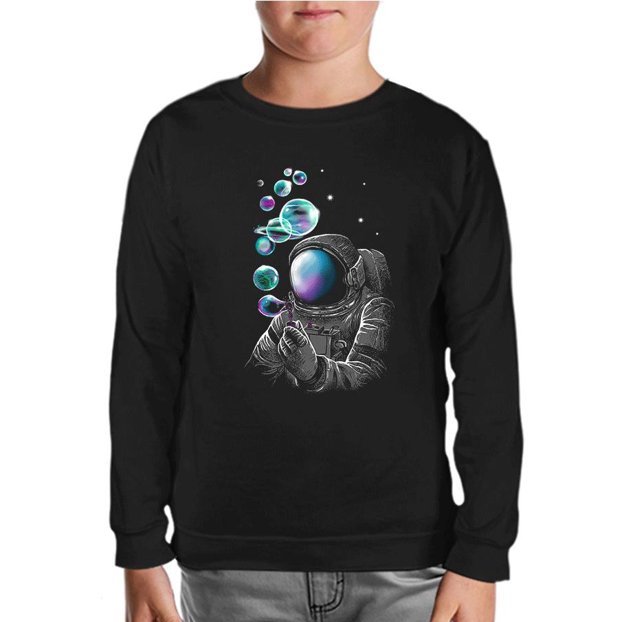 Space Baloon Black Kids Sweatshirt
