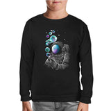 Space Baloon Black Kids Sweatshirt