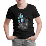 Space Baloon Siyah Çocuk Tshirt