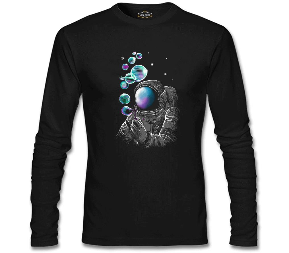 Space Baloon Siyah Erkek Sweatshirt