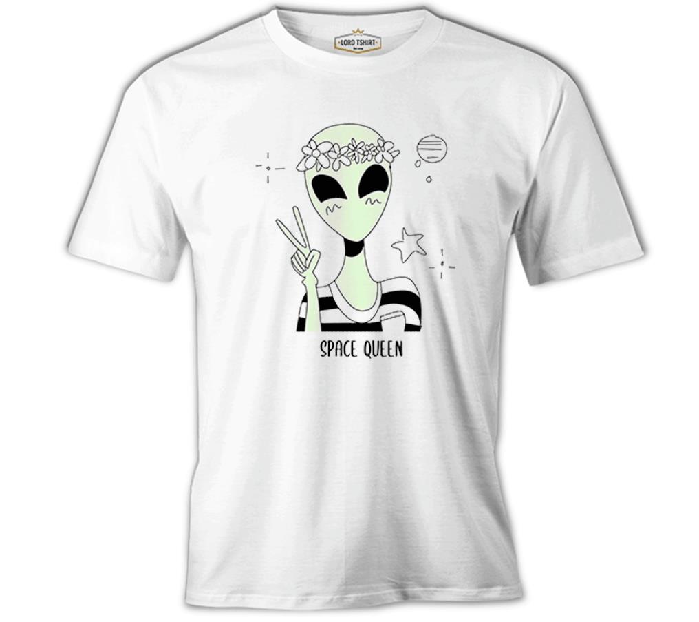 Space Queen Beyaz Erkek Tshirt