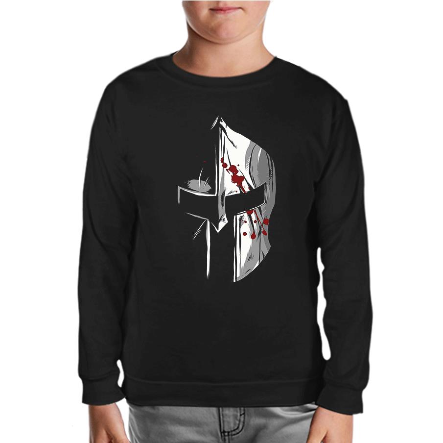 Spartan Warrior Helmet Black Kids Sweatshirt