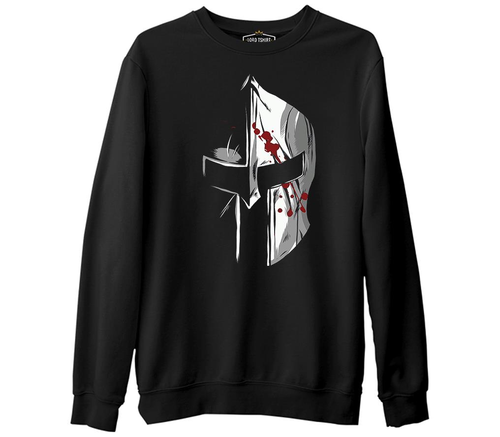 Spartan Warrior Helmet Siyah Erkek Kalın Sweatshirt