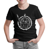 Spartan Warrior with a Spear and Shield Siyah Çocuk Tshirt