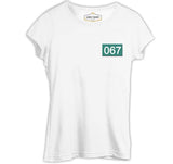 Squid Game - 067 Göğüs Logo Beyaz Kadın Tshirt