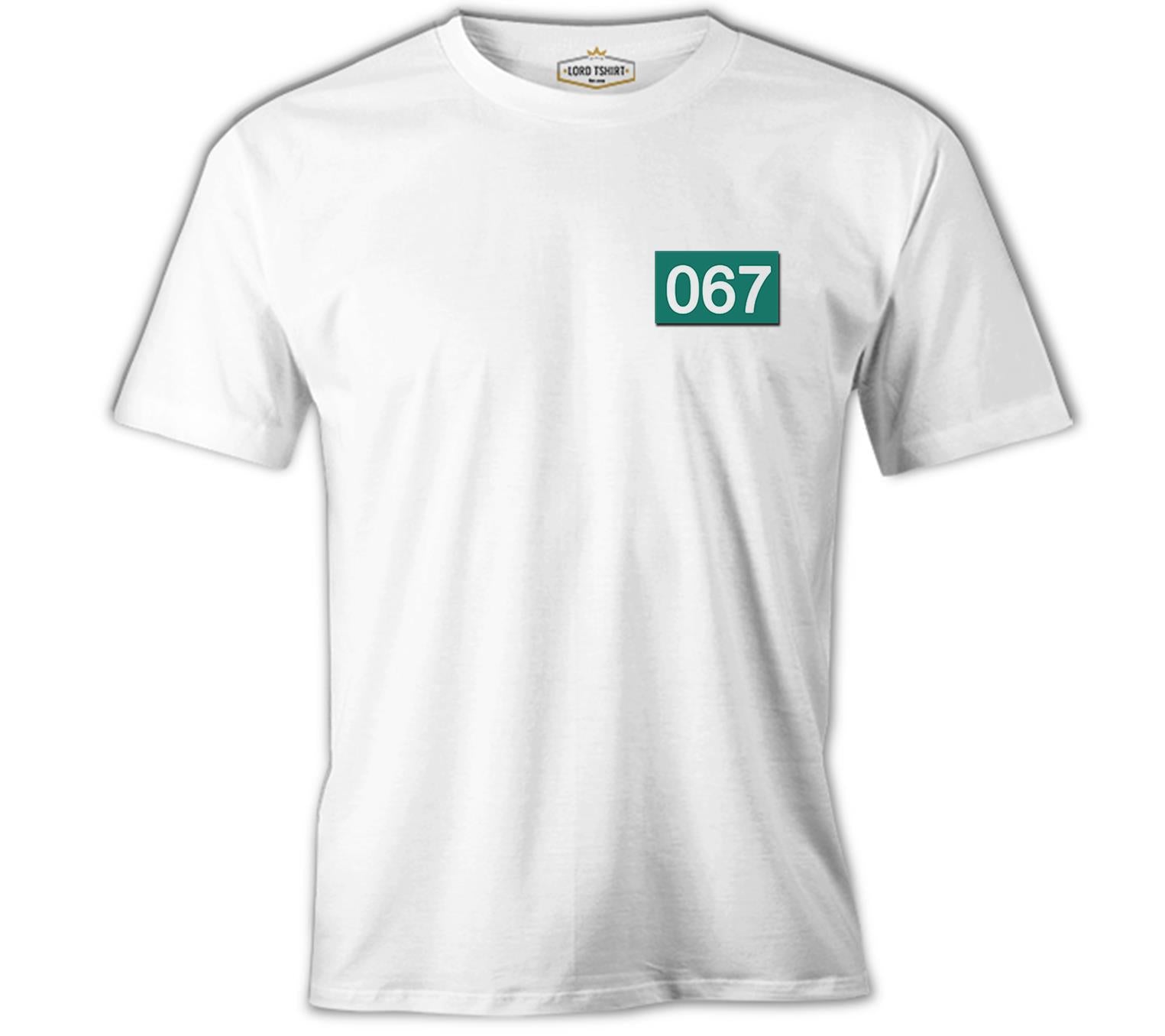 Squid Game - 067 Göğüs Logo Beyaz Erkek Tshirt