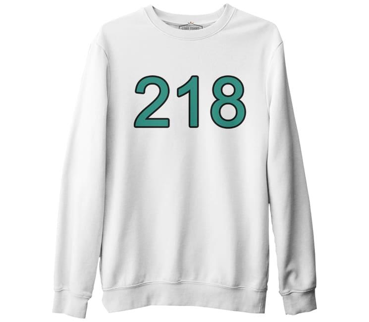 Squid Game - 218 Beyaz Erkek Kalın Sweatshirt