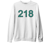 Squid Game - 218 Beyaz Erkek Kalın Sweatshirt