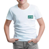 Squid Game - 218 Chest Logo White Kids Tshirt