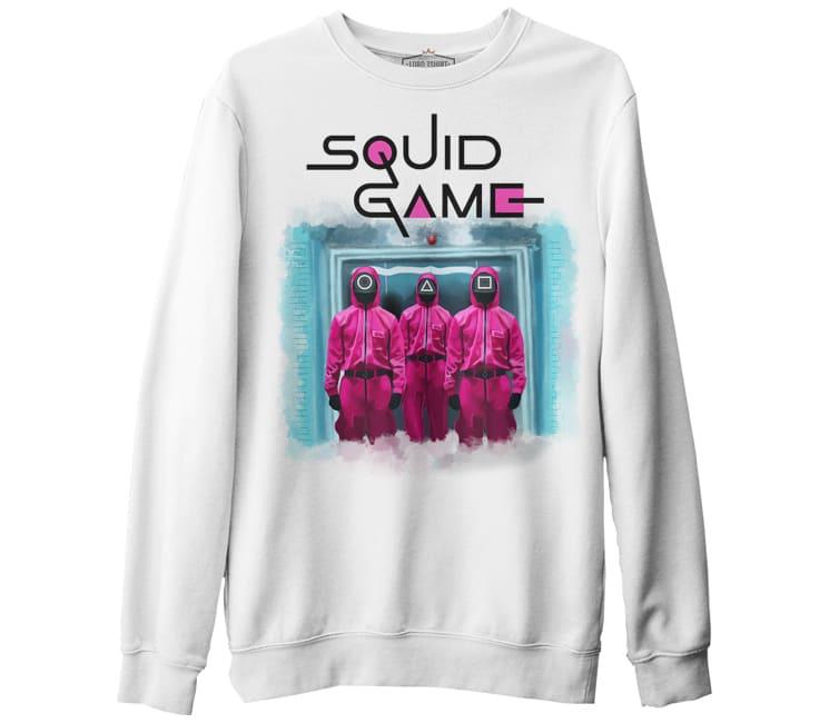 Squid Game - Geçit Beyaz Erkek Kalın Sweatshirt