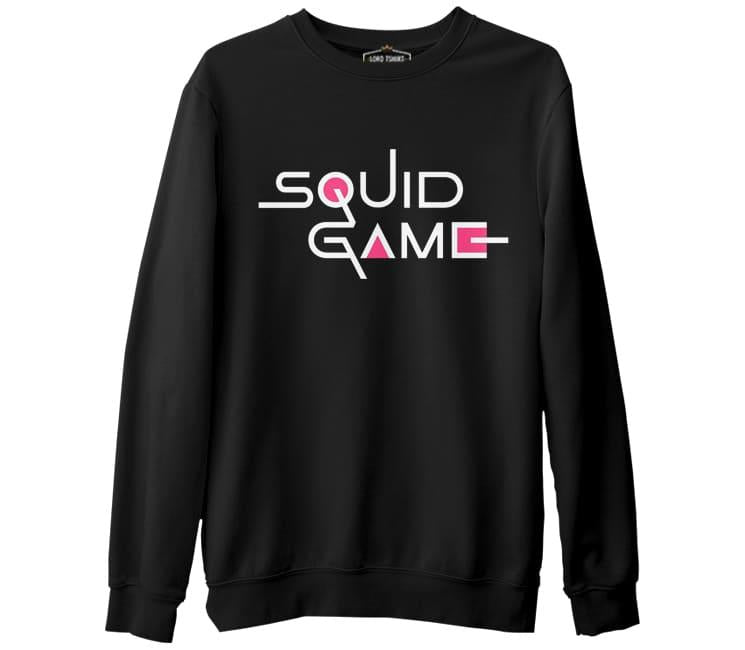 Squid Game-Logo Siyah Erkek Kalın Sweatshirt