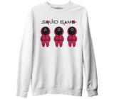 Squid Game - Maske Beyaz Erkek Kalın Sweatshirt