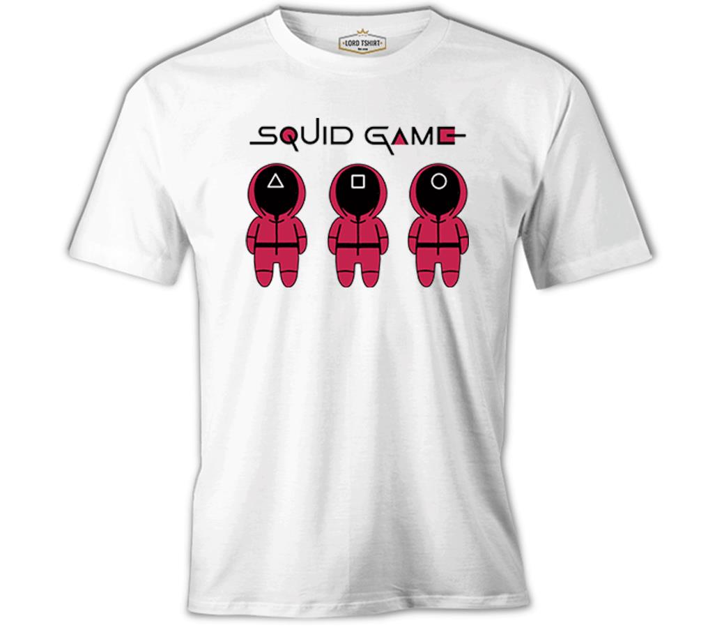 Squid Game - Maske Beyaz Erkek Tshirt