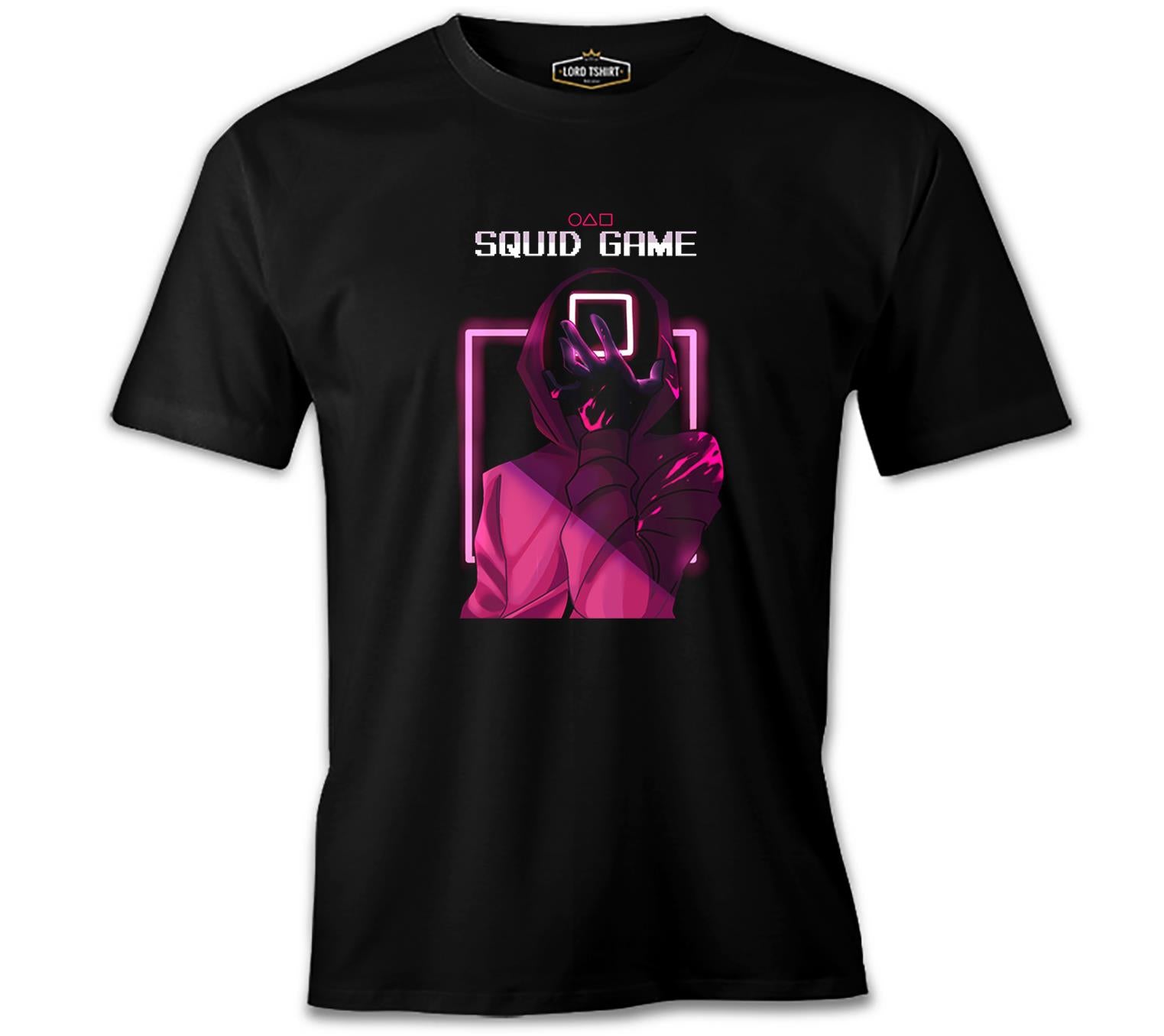 Squid Game - Maske Kare Siyah Erkek Tshirt