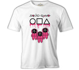 Squid Game - Maske Pembe Beyaz Erkek Tshirt