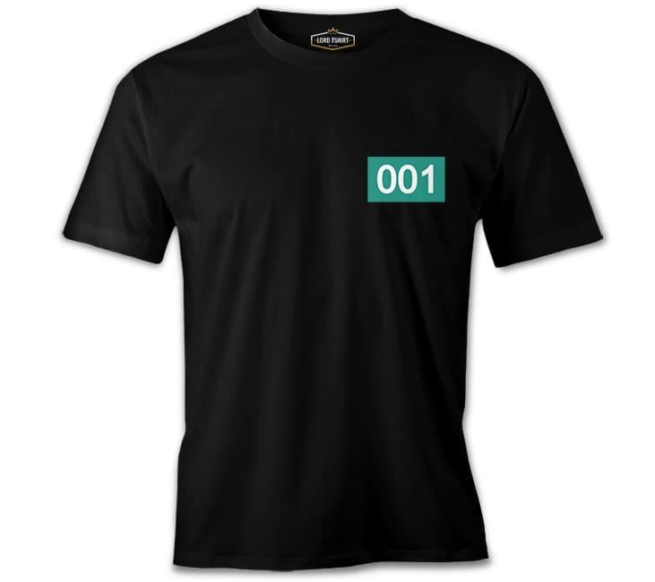 Squid Game-Number 001 Göğüs Logo Siyah Erkek Tshirt