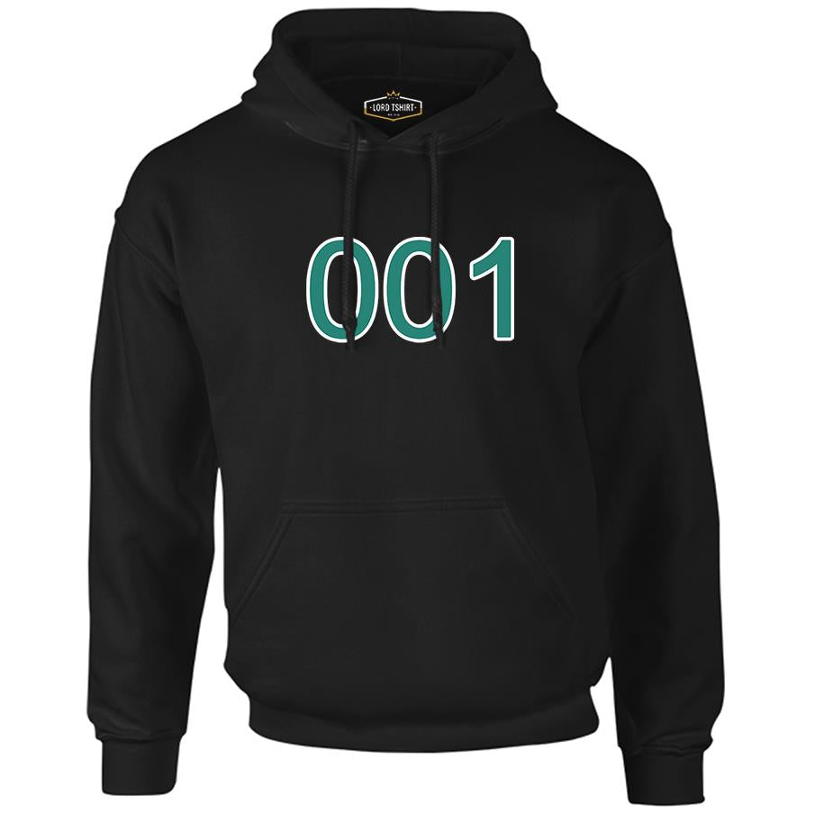 Squid Game-Number 001 Black Men's Zipperless Hoodie