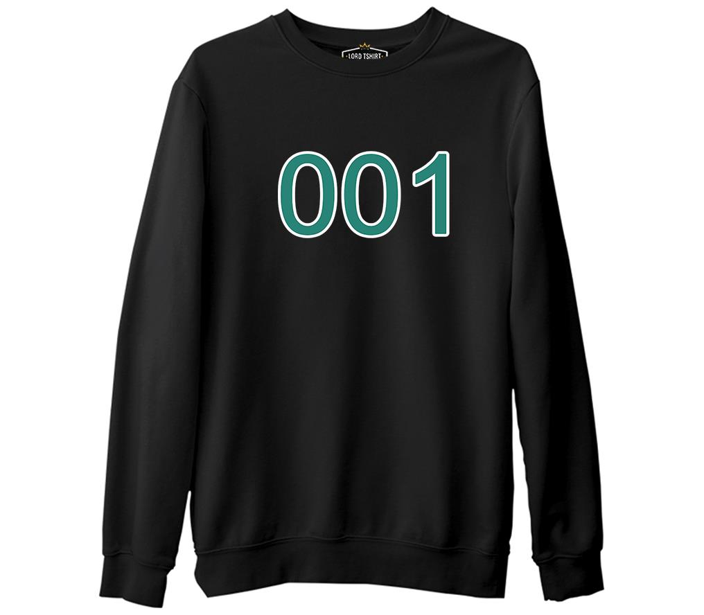 Squid Game-Number 001 Siyah Erkek Kalın Sweatshirt