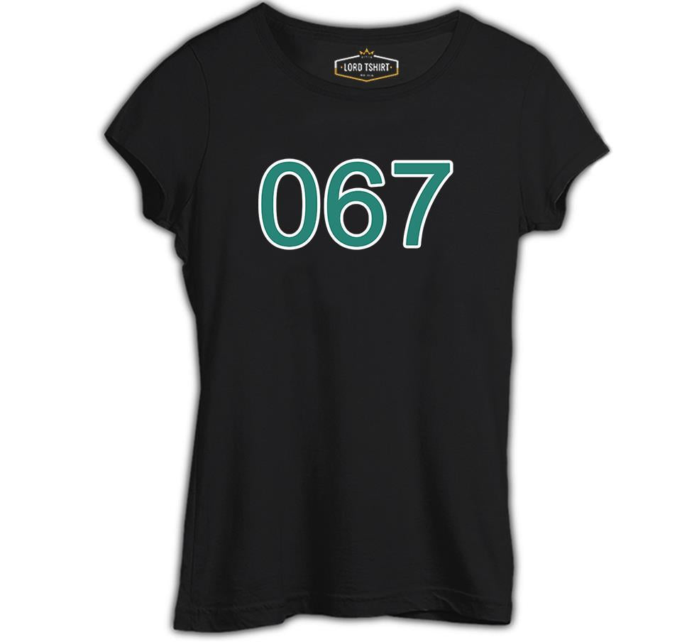 Squid Game-Number 067 Siyah Kadın Tshirt