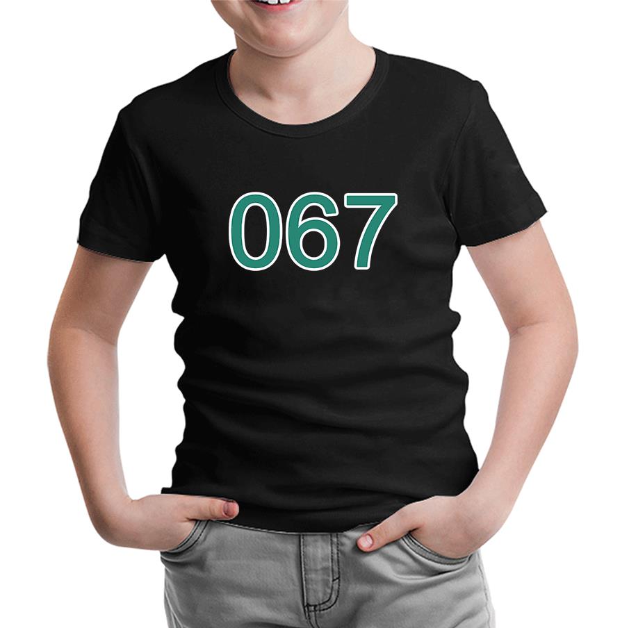 Squid Game-Number 067 Siyah Çocuk Tshirt