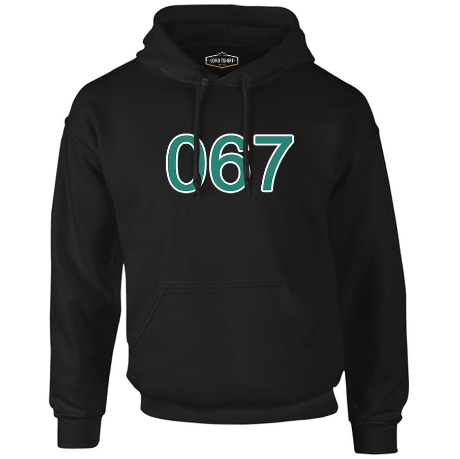 Squid Game-Number 067 Black Men's Zipperless Hoodie