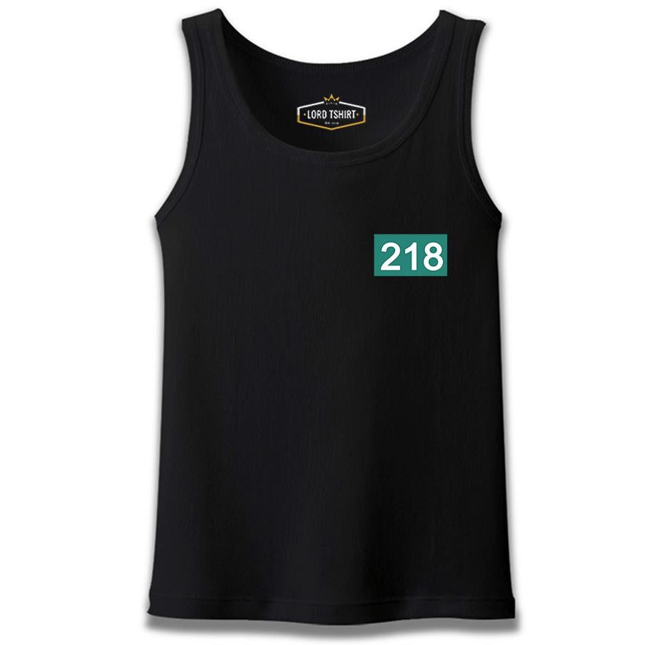 Squid Game-Number 218 Göğüs Logo Siyah Erkek Atlet